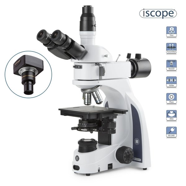 Euromex iScope 50X-600X Trinocular Materials & Metallurgy Compound Microscope w/ 10MP USB 2 Digital Camera IS1053-PLMIA-10M
